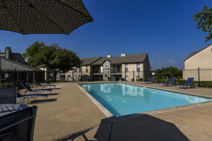 Pool Area | Blue Lounge Chairs