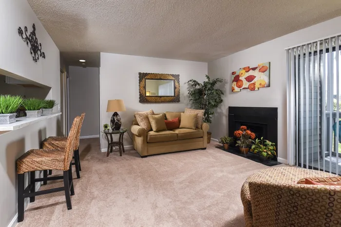 Living Area | Fireplace | Sliding Glass Door