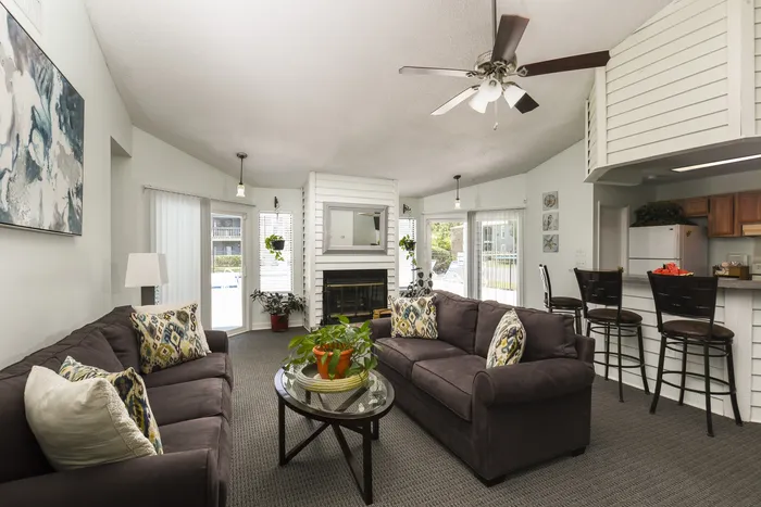 Clubhouse | fireplace | Two Sliding Glass Doors