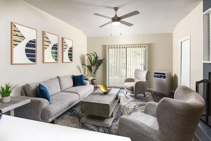 Living Area | Sliding lgass door | ceiling fan