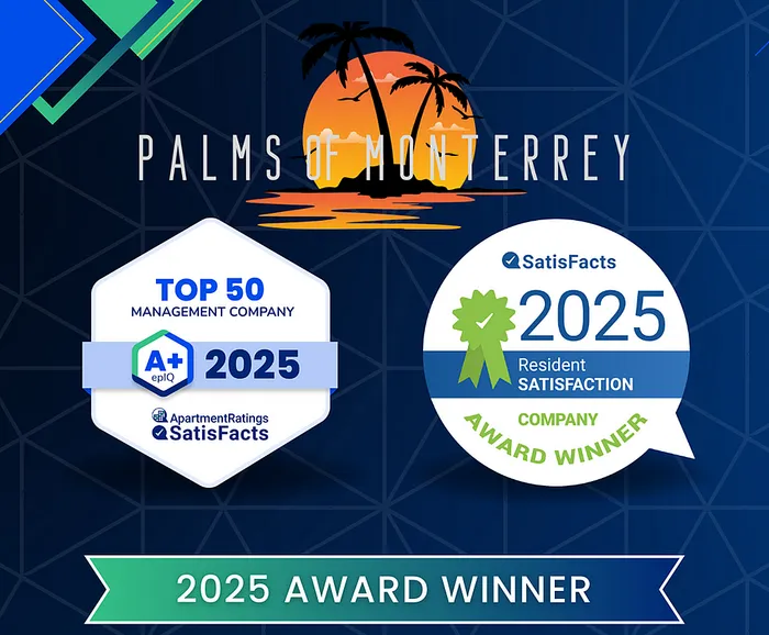 Palms of Monterrey: Award-winning community receives top ratings for resident satisfaction and management excellence in 2025.