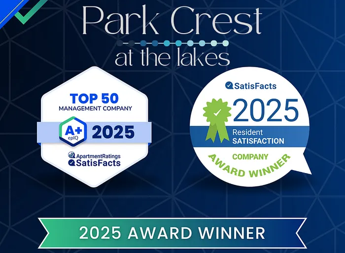 Award-winning Park Crest at the Lakes recognized as a top management company for 2025, showcasing superior resident satisfaction.