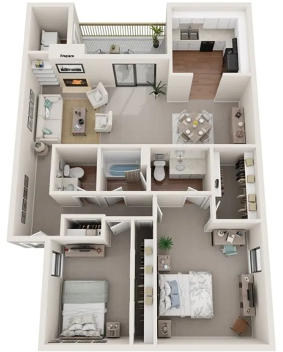 Two Bedrooms | One and a 1/2 Bathrooms | 1100 sqft | Patio/Balcony | Fireplace | Washer/Dryer Connections in Selected Homes