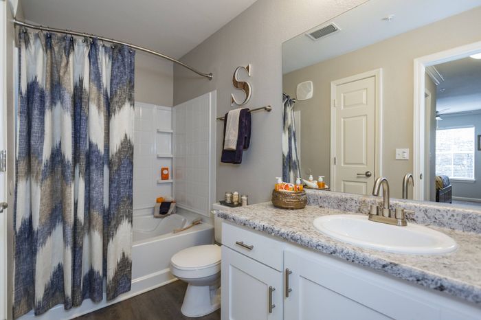 Bathroom with Large Vanity and Tub