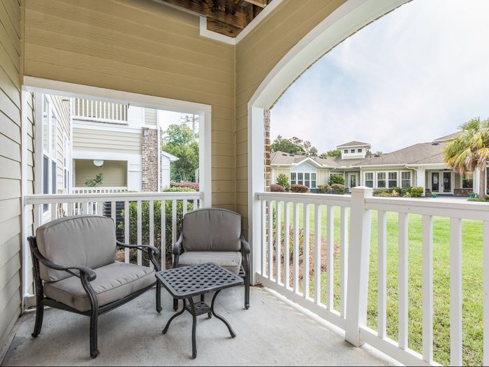Private porch or balcony with scenic view at St. James at Goose Creek apartments for rent in Charleston, SC