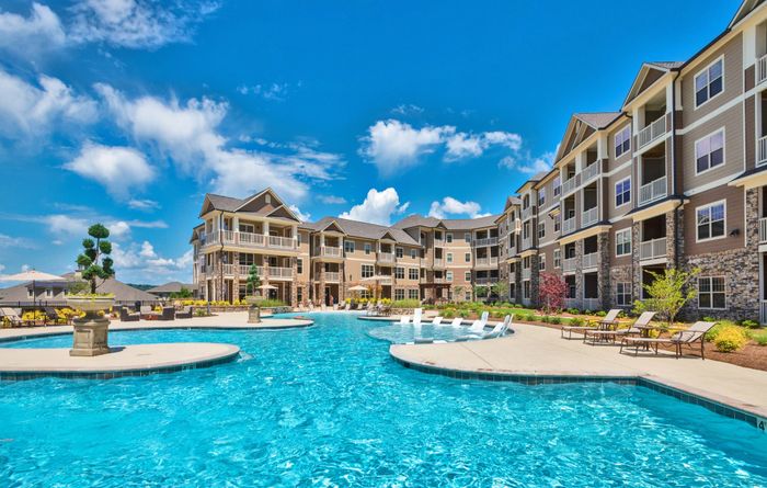 Community Pool with Luxury Details and Sundeck