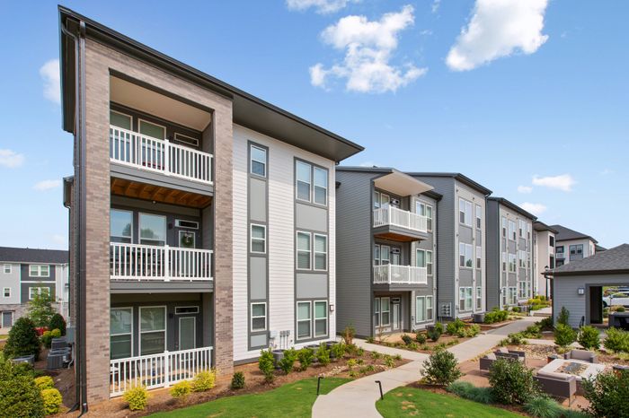 Exterior view of residential buildings at Solis City Park apartments for rent in Charlotte, NC