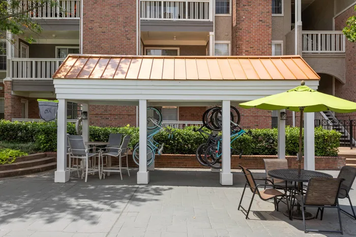 Covered bicycle storage area for residents of Arbors River Oaks Apartment Homes