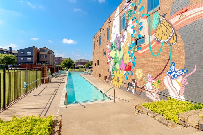 Pool Area with Beautiful Community Mural