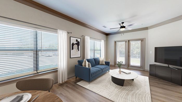 Newly Renovated Living Room with Gorgeous Hardwood-Style Flooring
