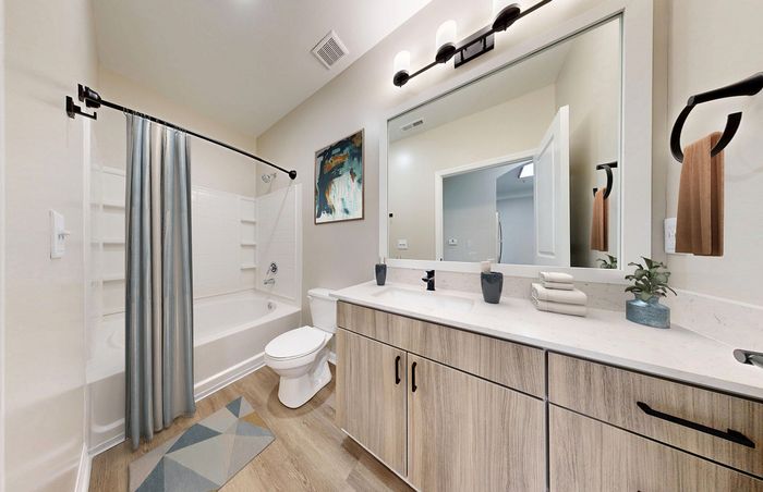 Newly renovated and spacious bathroom at St. James at Goose Creek apartments for rent in Charleston, SC