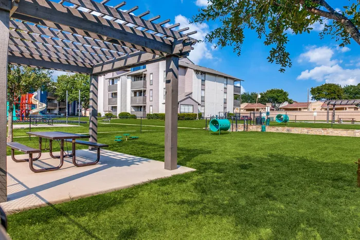 Exterior seating area and dog park