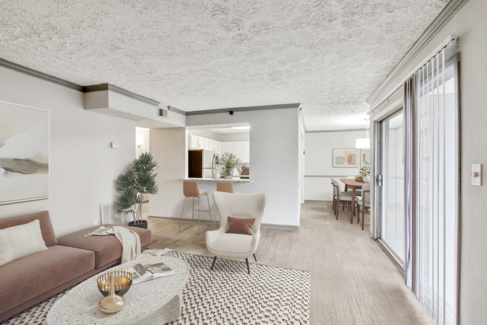 Virtual staging of living room with hardwood floors