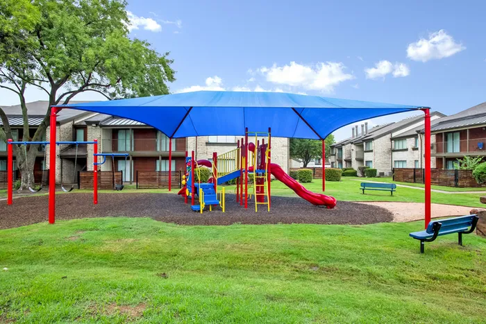 Covered playground with slide