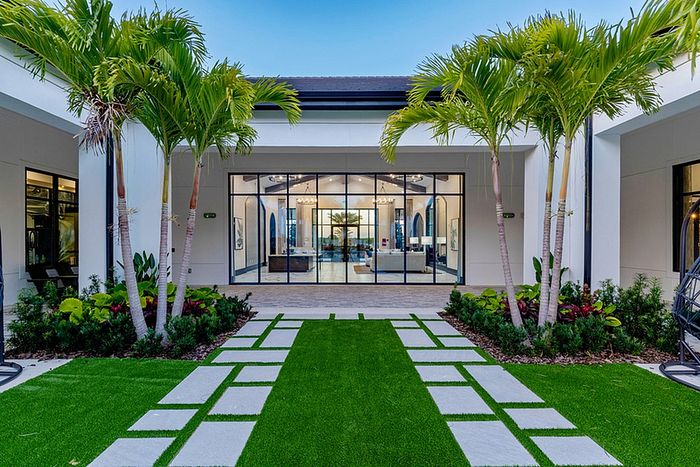 courtyard with swing chairs