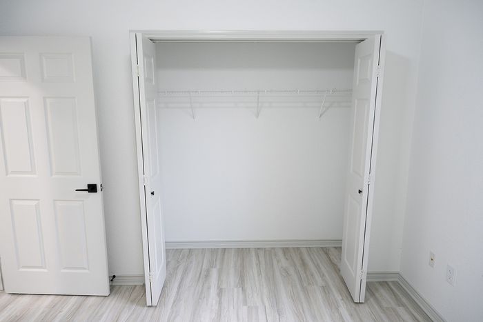 Bright and open spacious closet.
