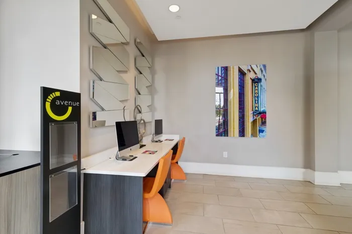 Business center with iMac computers at Lantower Bullhouse