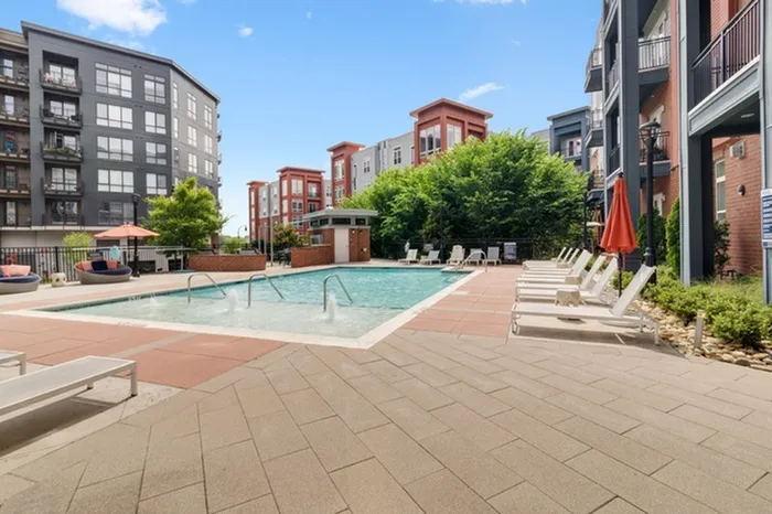 Resort-Style Pool Area with Sun Shelf at Lantower Bullhouse