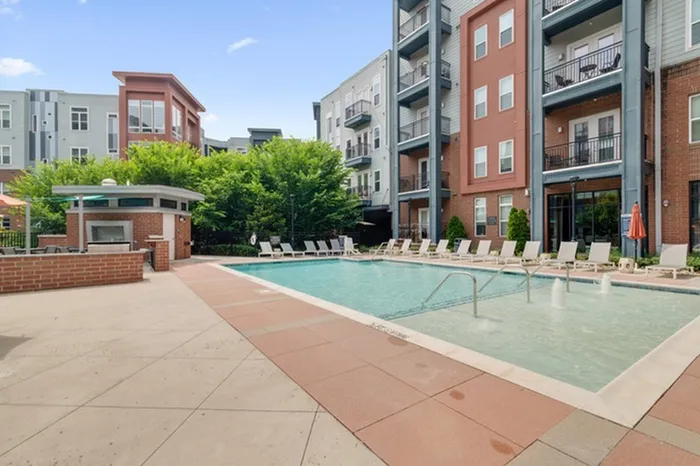 Resort-Style Pool Area with Sun Shelf at Lantower Bullhouse.