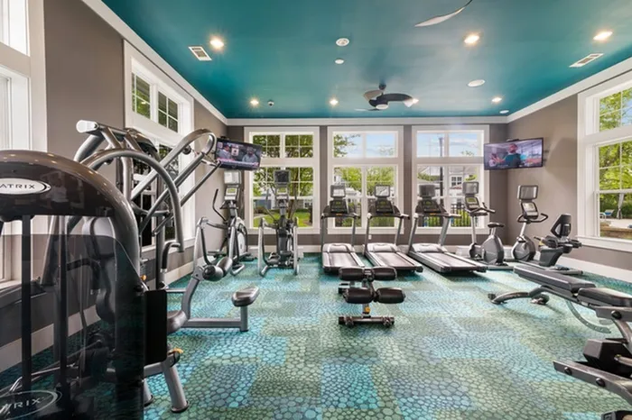 24-hour fully equipped gym with trainers and group classes online at Patterson Place Apartments.