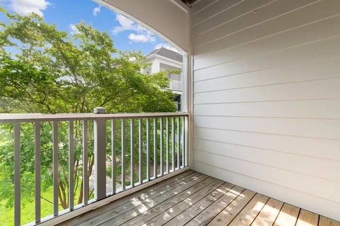 Balcony at Realm at Patterson Place with a view of nature.
