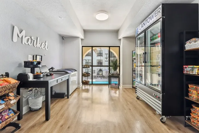 Lantower Westshore mini-market stocked with snacks and essentials.