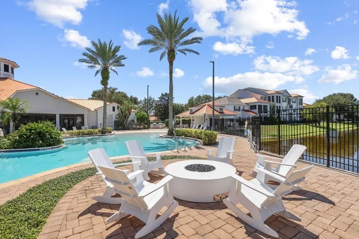 Poolside fire pit at Tortuga Bay at Waterford Lakes.