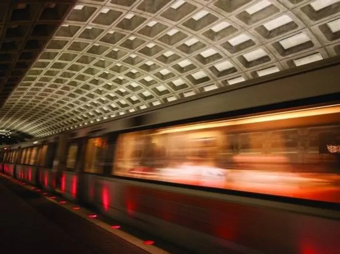 Colorful view of the metro in motion.