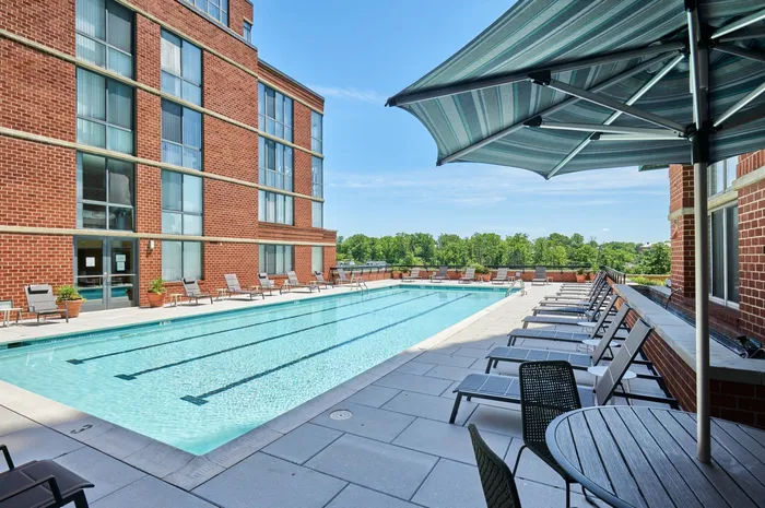 Swimming Pool with Lap Lanes and Large Sun Deck | Luxury Arlington, VA Apartments | Meridian at Courthouse Commons