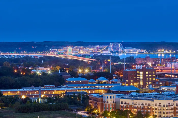 National Harbor at Night from Meridian at Eisenhower Station | Luxury Apartments Alexandria VA