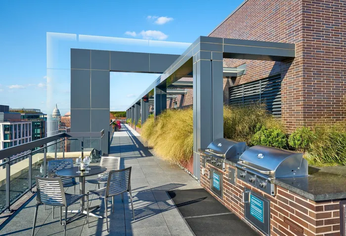 Capitol Views, Grilling Stations and More- Meridian on First Rooftop | Washington, DC Luxury Apartments | Navy Yard Apartments