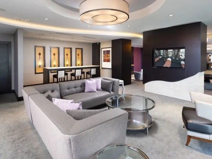 Rooftop Club Room With Billiards, TV, Bar Area and More | Meridian at Ballston Commons | Luxury Arlington VA Apartments