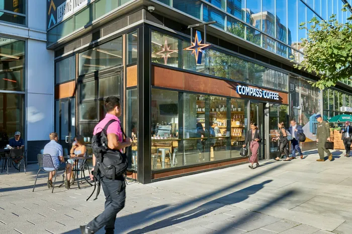 Get Your Morning Cup of Coffee At Locally Founded Compass Coffee Across the Street at Ballston Quarter | Meridian at Ballston Commons |  Arlington VA Apartments | Ballston VA Apartments