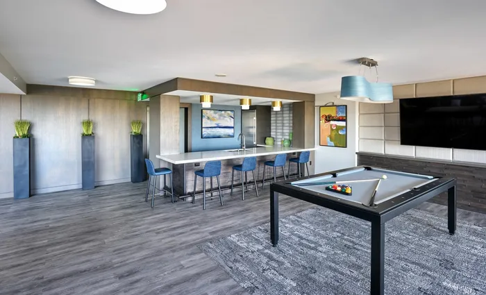 Shoot Some Pool With Friends in Our Renovated Phase I Club Room | Meridian at Courthouse Commons | Luxury Arlington VA Apartments