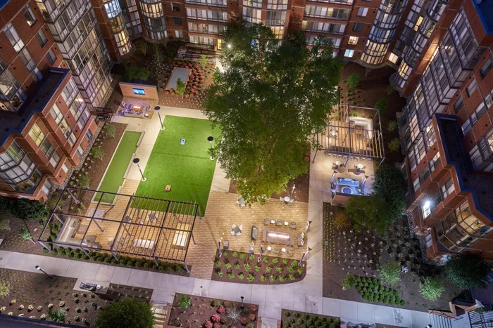 Nighttime View of the Courtyard From Above | Meridian at Courthouse Commons | Luxury Arlington VA Apartments