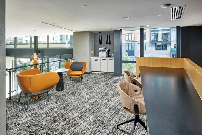 Working From Home is Easy With Additional Co-Working Spaces & a Print With Me Station Located on the Phase II Mezzanine Level | Meridian on First | Navy Yard Apartments | Washington DC Apartments