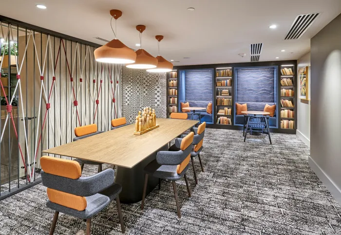 Working From Home is Easy With Additional Co-Working Spaces & a Print With Me Station Located on the Phase II Mezzanine Level | Meridian on First | Navy Yard Apartments | Washington DC Apartments