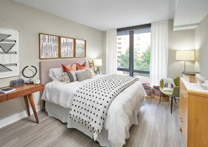 Large Bedrooms With Great Closet Space, Large Windows and Wood-Style Flooring Throughout | Meridian on First | Navy Yard Apartments | Washington DC Apartments