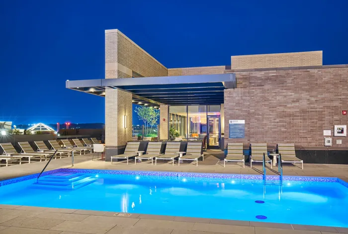 LED Lighting Switches Up The Nighttime Look Of The Rooftop Pool |Meridian on First | Navy Yard Apartments | Washington DC Apartments