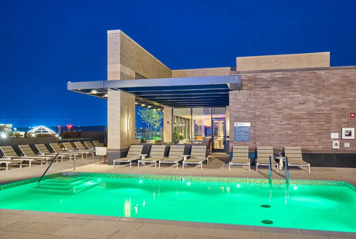 LED Lighting Switches Up The Nighttime Look Of The Rooftop Pool |Meridian on First | Navy Yard Apartments | Washington DC Apartments