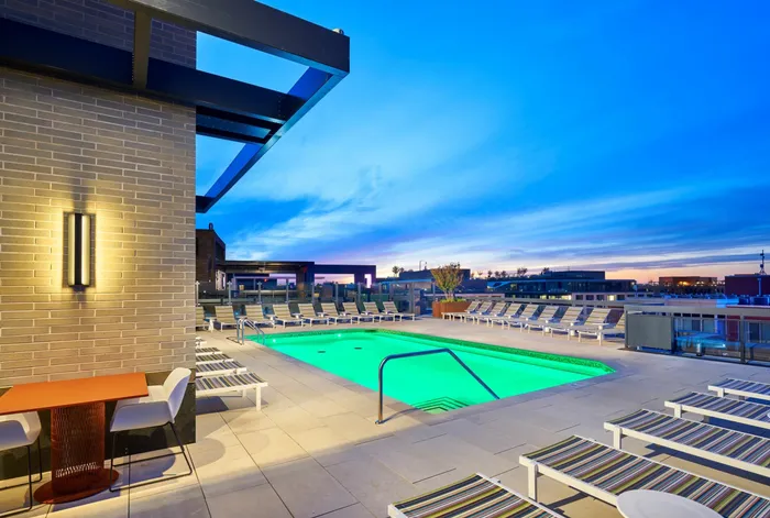LED Lighting Switches Up The Nighttime Look Of The Rooftop Pool |Meridian on First | Navy Yard Apartments | Washington DC Apartments