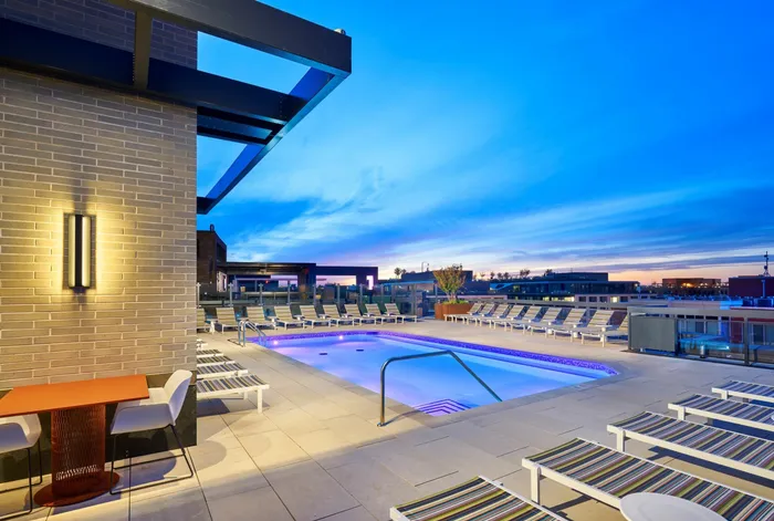LED Lighting Switches Up The Nighttime Look Of The Rooftop Pool |Meridian on First | Navy Yard Apartments | Washington DC Apartments