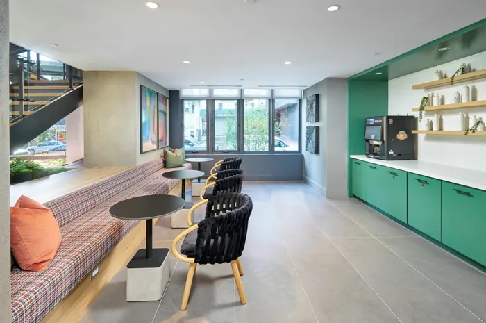 Grab a Cup of Coffee & Chat With Neighbors in the Hospitality Area | Meridian on First | Navy Yard Apartments | Washington DC Apartments