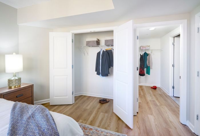 Bedroom & Closet in a Newly Renovated Apartment | Carlyle Place | Luxury Alexandria VA Apartments