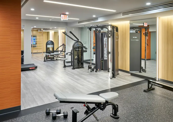 Newly Renovated Fitness Center With Cardio, Weights and Fitness Studio With Mirror Programming | Park Triangle Apartments | Columbia Heights Apartments | Washington DC Apartments