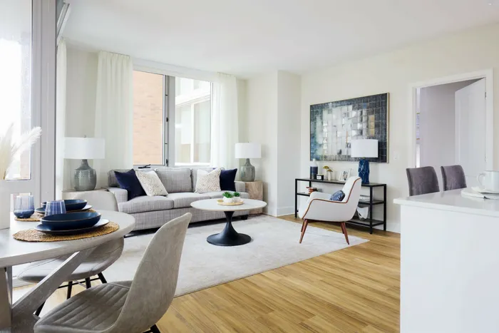 2B-5 Floor Plan Kitchen, Dining and Living Room- Apartment 512 | Meridian 2250 at Eisenhower Station | Luxury Alexandria VA Apartments