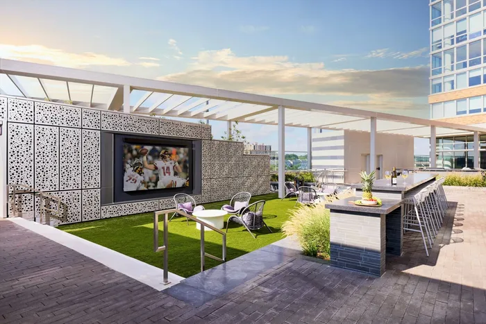 Outdoor Movie Wall | Meridian 2250 at Eisenhower Station | Luxury Alexandria VA Apartments