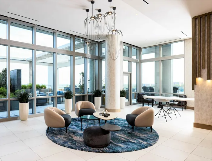 24th Floor Co-Work Lounge & Terrace | Meridian 2250 at Eisenhower Station | Luxury Alexandria VA Apartments