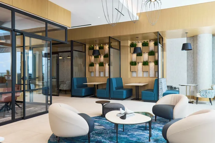 24th Floor Co-Work Lounge- Work Pods | Meridian 2250 at Eisenhower Station | Luxury Alexandria VA Apartments