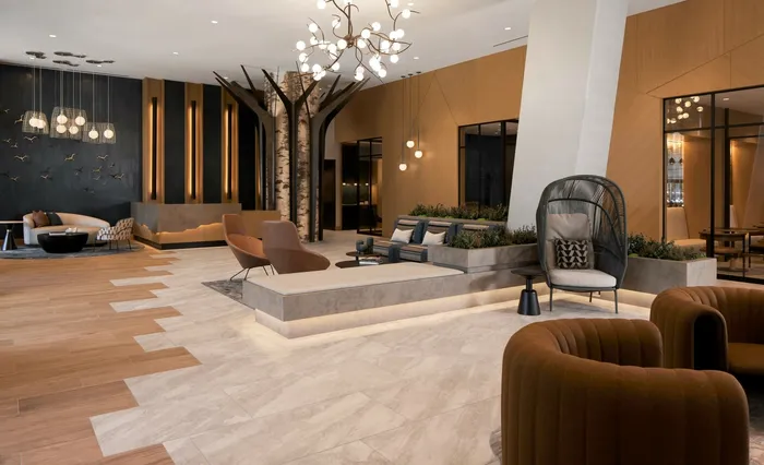 Experience The Nature of Home in Our Lobby With Multiple Seating Areas | Meridian 2250 at Eisenhower Station | Luxury Alexandria VA Apartments